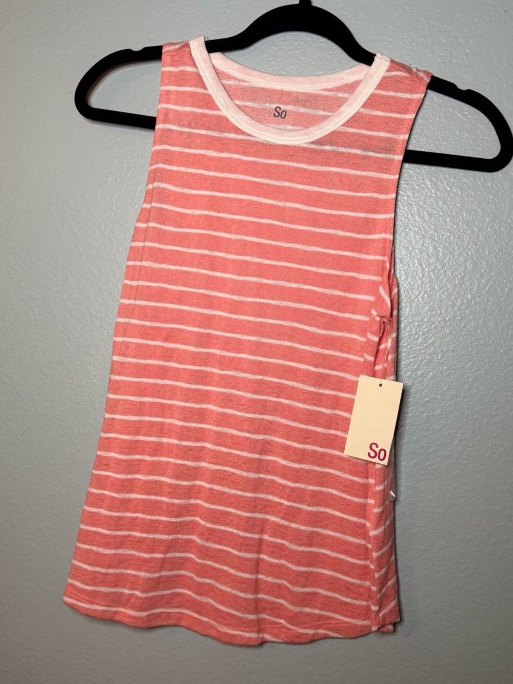 So Coral & White Striped Tank Top
